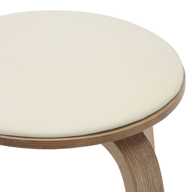 LeisureMod Pelya Modern Swivel Counter Stool Upholstered in Leather in Taupe