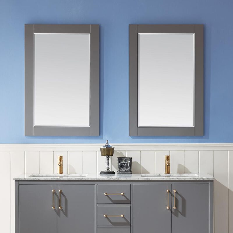 Altair 24 Rectangular Bathroom Wood Framed Wall Mirror in Gray