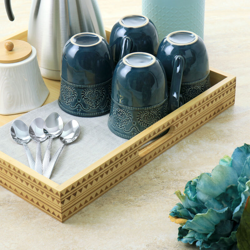 Gibson Home Sadler 15 Inch Wood Serving Tray with Built-in Handles