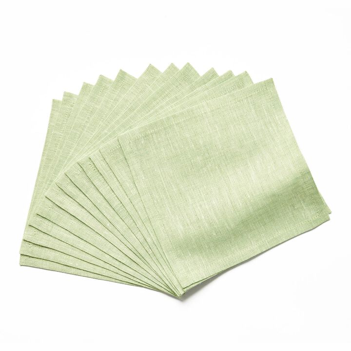 Solino Home 100% Pure Linen Athena Cocktail Napkins Set of 12 6 x 6 Inch for Spring & Easter