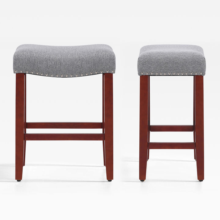 WestinTrends 24" Upholstered Saddle Seat Counter Stool (Set of 2)