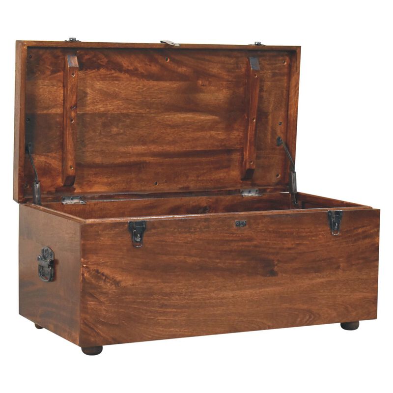 Artisan Furniture Solid Wood California Walnut White Linen Storage Trunk