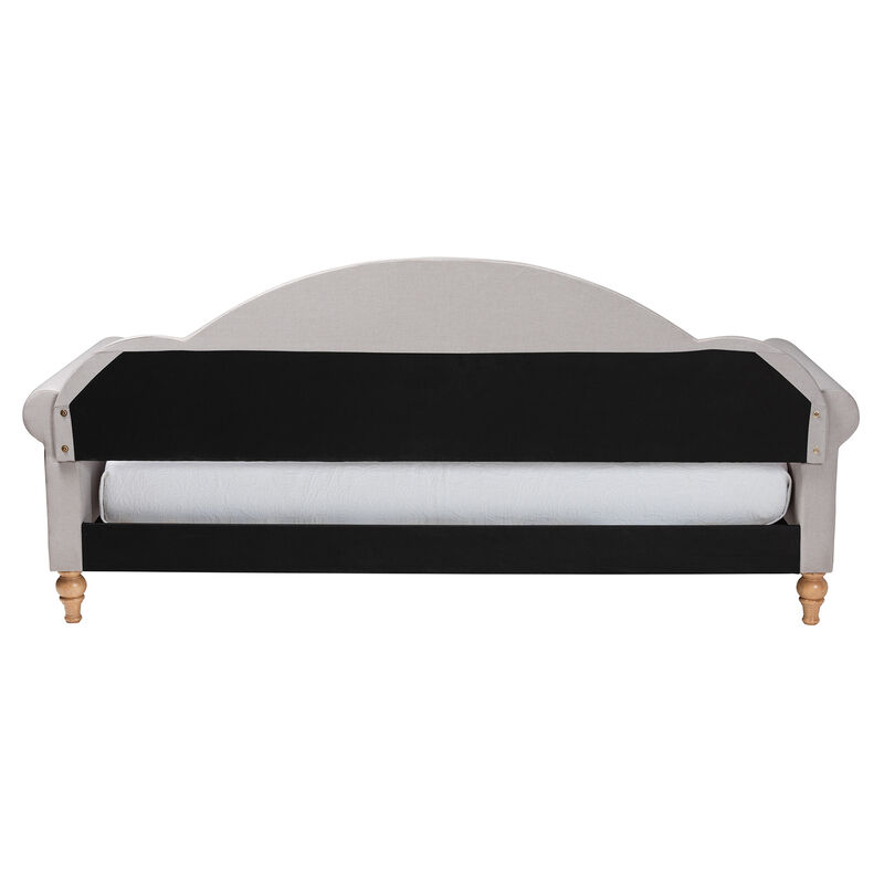 Baxton Studio Chaise Classic and Light Grey Fabric and Natural Finished Twin Size Daybed