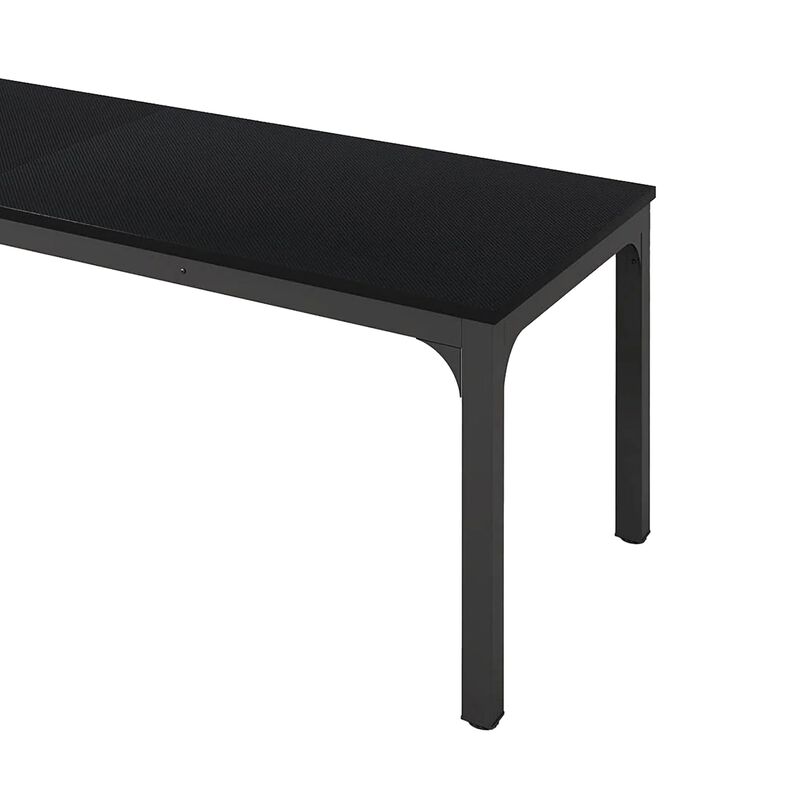 Lar Conference Table, 79 Inch Black Rectangular MDF Top, Metal Legs - Benzara