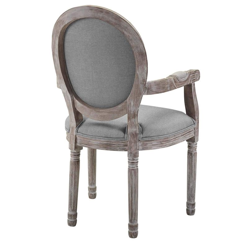 Modway Emanate French Vintage Upholstered Fabric Two Dining Armchairs in Light Gray
