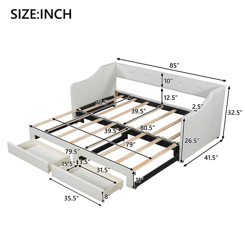 Merax Upholstered Daybed Bed with 2 Drawers
