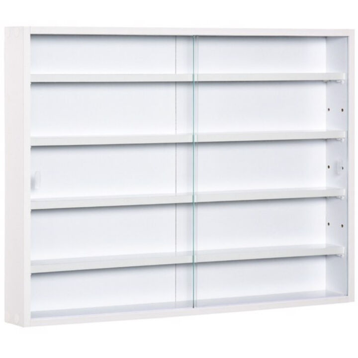 Modern Display Cabinet with Glass Shelves for Living Room or Office