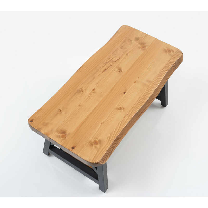 Furnish Home Store Berlin 39" Solid Wood Rustic Coffee Cocktail Table For Living Rooms With Shelf