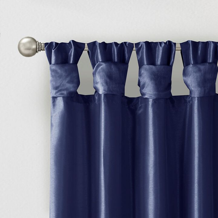 Gracie Mills Elroy Twist Tab Lined Faux Silk Window Curtain Panel - 50x108"
