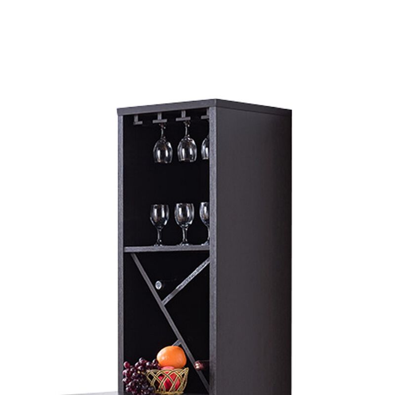 Wooden Wine Cabinet with Spacious Storage and Bar Table, Red Cocoa Brown-Benzara