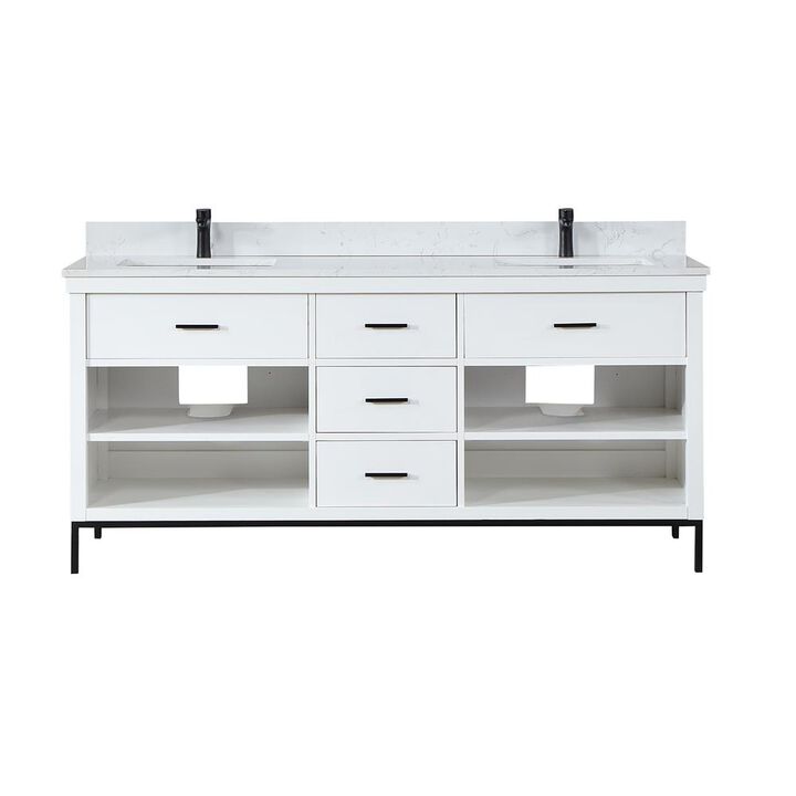 Altair 72 Double Bathroom Vanity Set in White without Mirror