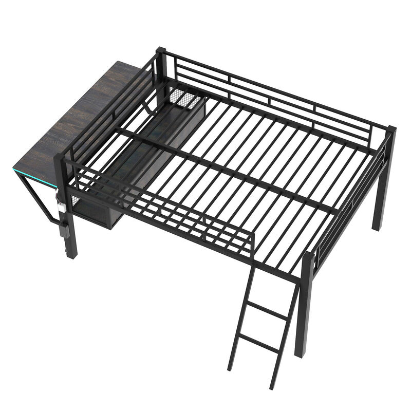 Merax Gaming Mid Loft Bed with Desk