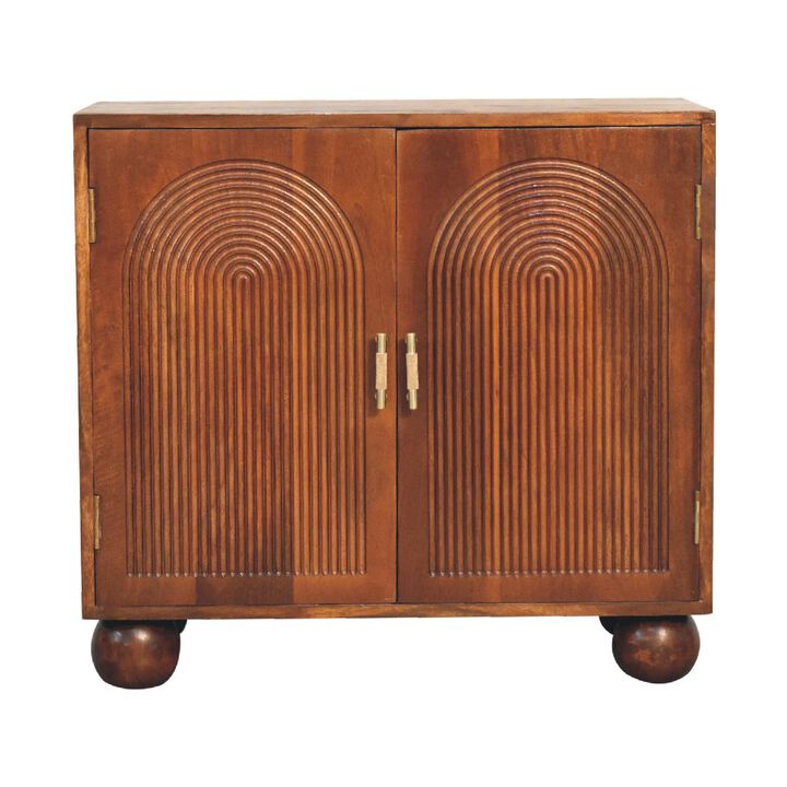 Chestnut Carved Solid Wood 2 Door Ball Cabinet