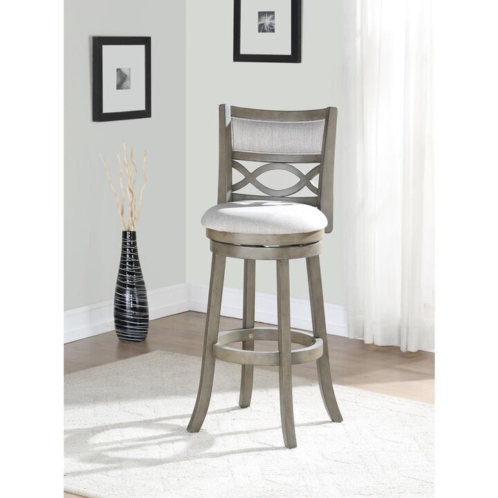 New Classic Furniture Manchester 29 Solid Wood Bar Stool with Fabric Seat in Ant Gray