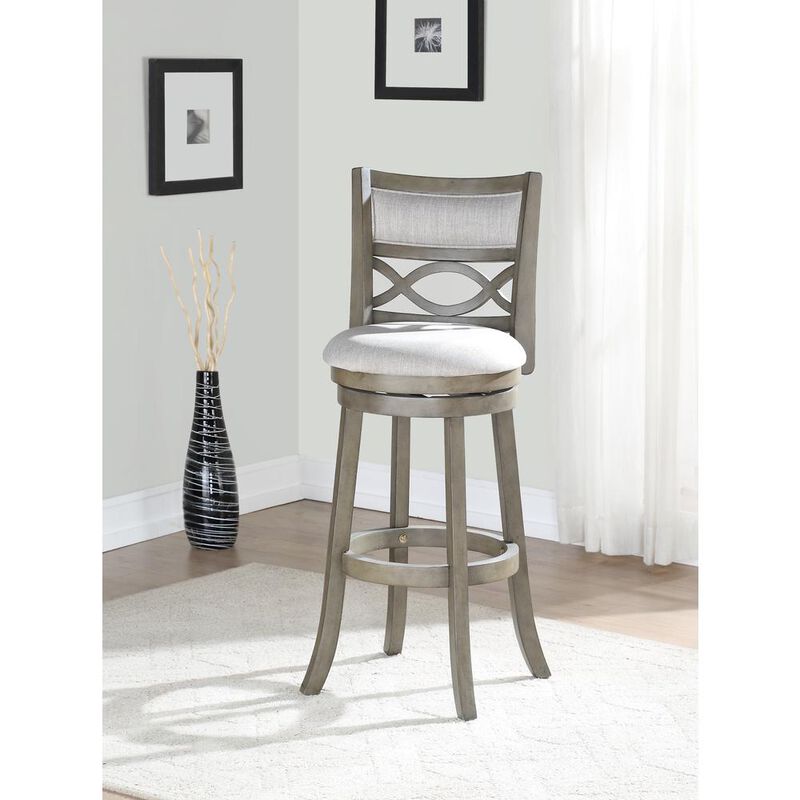New Classic Furniture Manchester 29 Solid Wood Bar Stool with Fabric Seat in Ant Gray