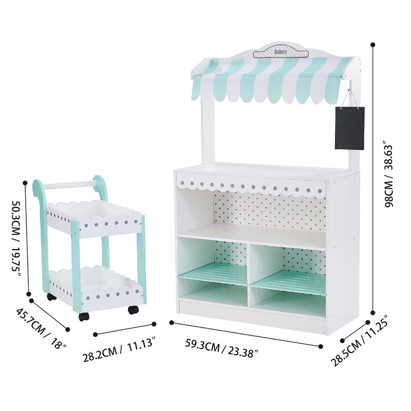 Teamson Kids - My Dream Bakery shop Dessert Stand - White / Mint
