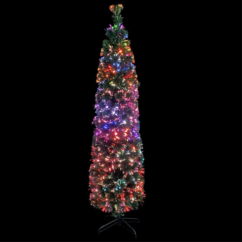 vidaXL Artificial Slim Christmas Tree with Stand 59.1" Fiber Optic