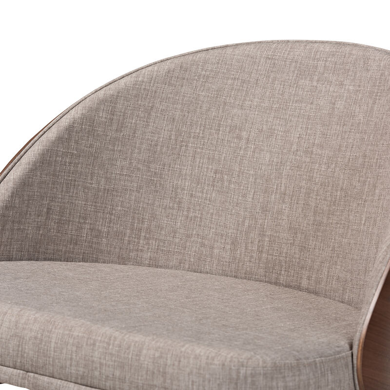 Baxton Studio Lovella Modern Grey Fabric and Walnut Brown Finished 2-Piece Accent Chair Set