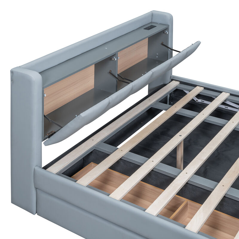 Merax Two in One Upholstered Platform Bed with Storage