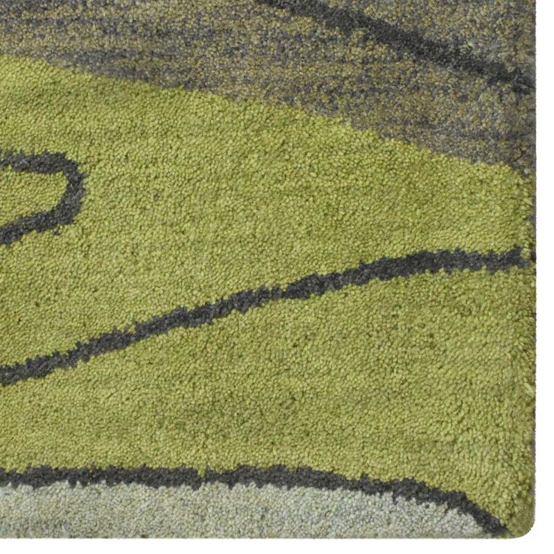 RUGSOTIC CARPETS HAND TUFTED WOOL ECO-FRIENDLY AREA RUGS  - 3'x5', Rectangle Shape, Green, Abstract Modern Design, High Pile Thick Handmade Anti Skid Area Rugs for Living Room, Bed Room (K00672)