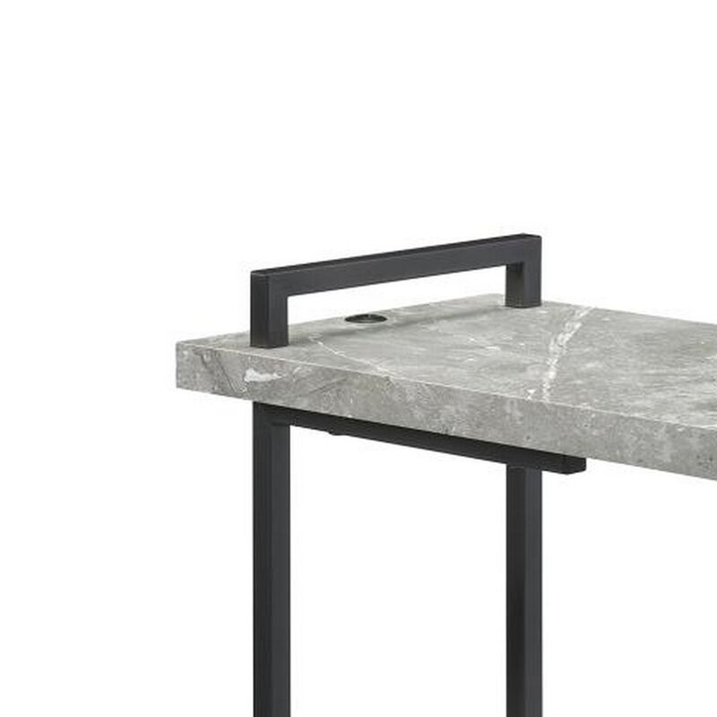 Side Table with Plugin and Cantilever Base, Gray-Benzara