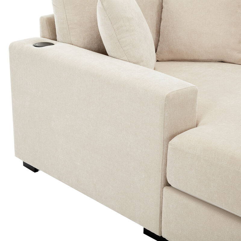 Merax Modern Chenille Chaise Lounge Sofa Couch