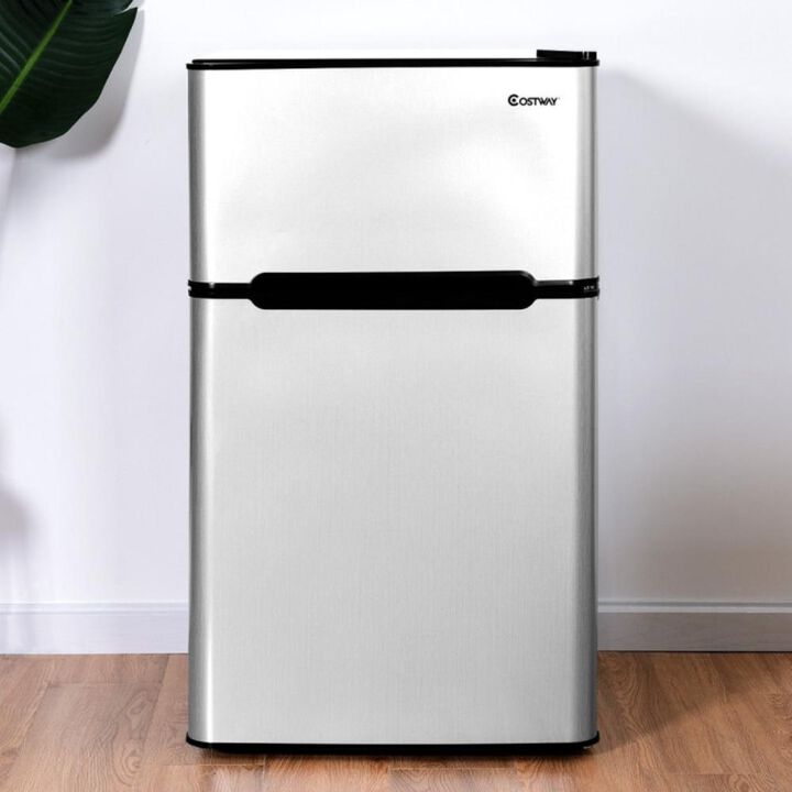 Costway 3.2 cu ft Compact Stainless Steel Refrigerator