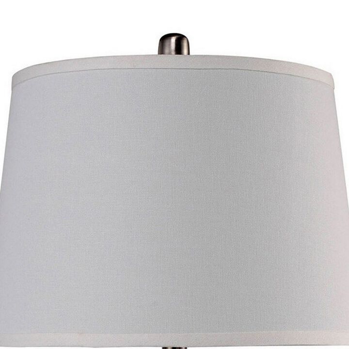 Table Lamp with Hammered Metal Base, Bronze, White- Benzara