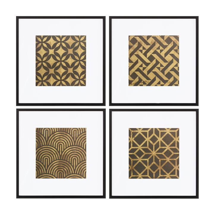 Geometric Print (Set of 4) – Plastic, Paper, and Glass Wall Art for Minimalist, Contemporary, and Modern Interiors