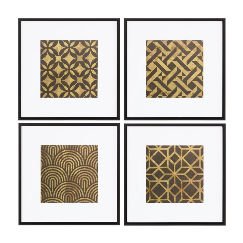 Geometric Print (Set of 4) – Plastic, Paper, and Glass Wall Art for Minimalist, Contemporary, and Modern Interiors