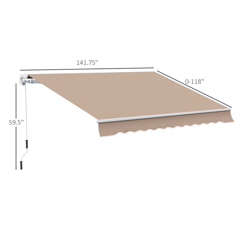 Brown Patio Shield: 12'x10' Manual Retractable Awning for Outdoor Spaces