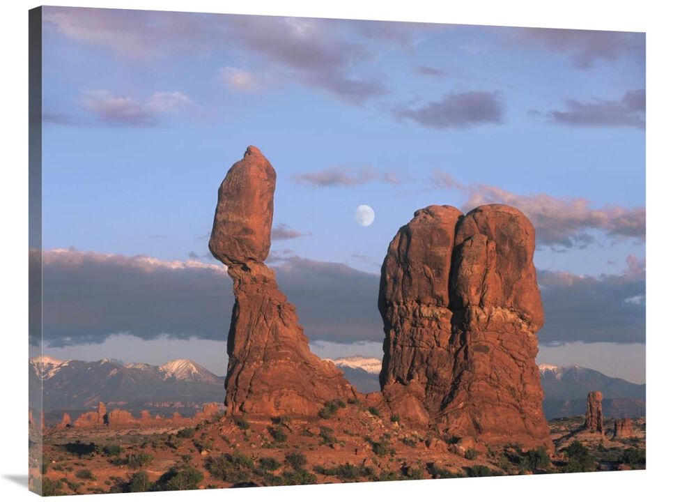 Moon over Balanced Rock, Arches National Park, Utah-Canvas Art-40x30