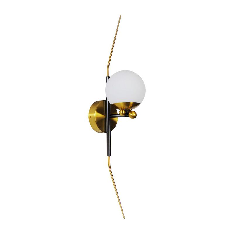 VONN Lighting Integrated LED Wall Sconce Light with Glass Shade in Antique Brass