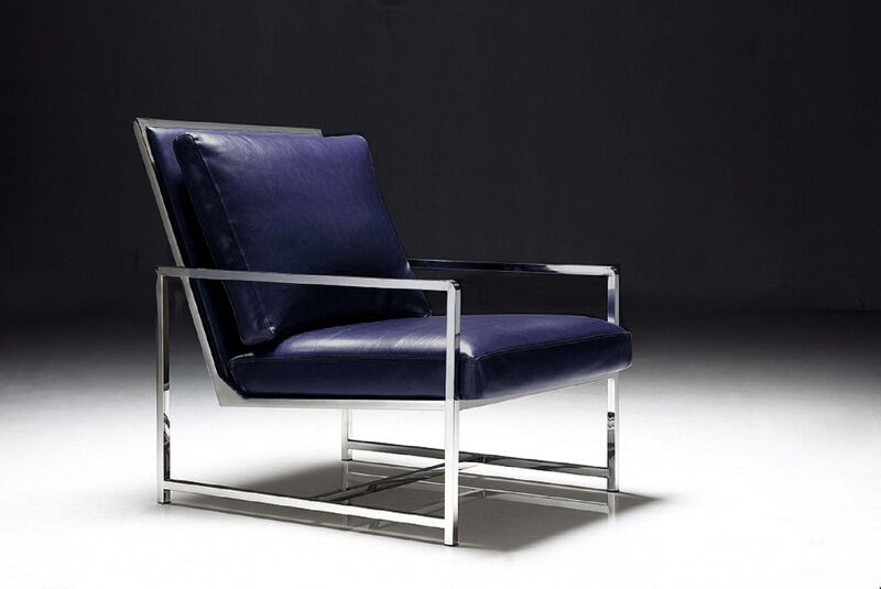 Pasargad Home Luxe Collection Navy Leather Chairs