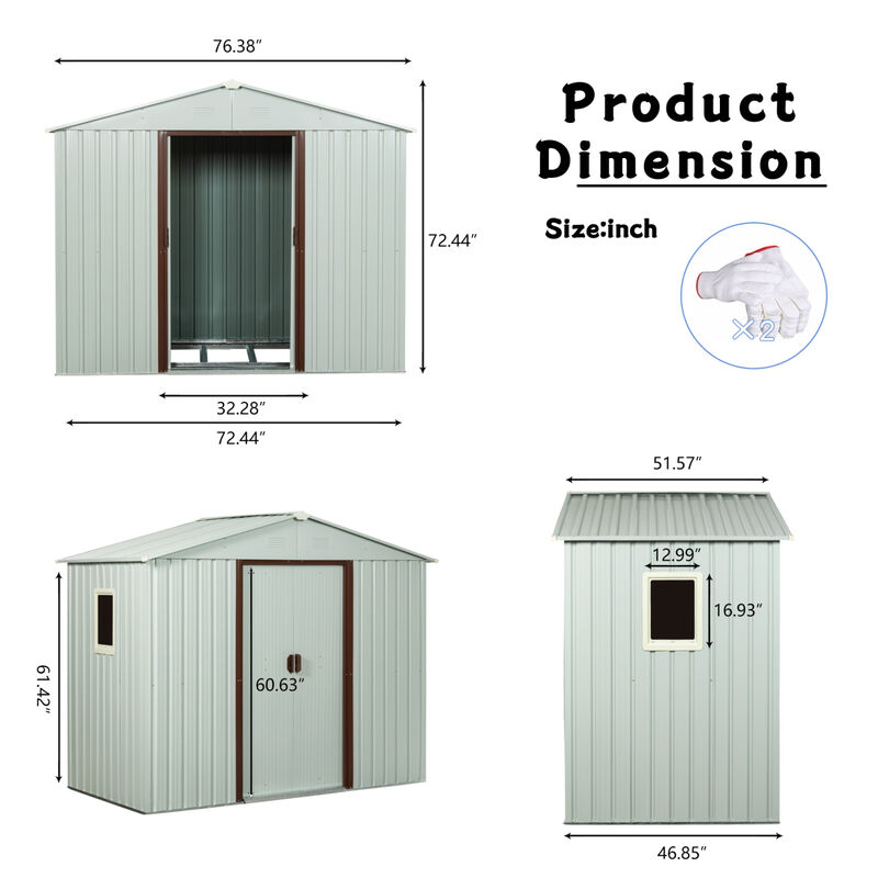 6FT X 5FT Outdoor Metal Storage Shed With Window White