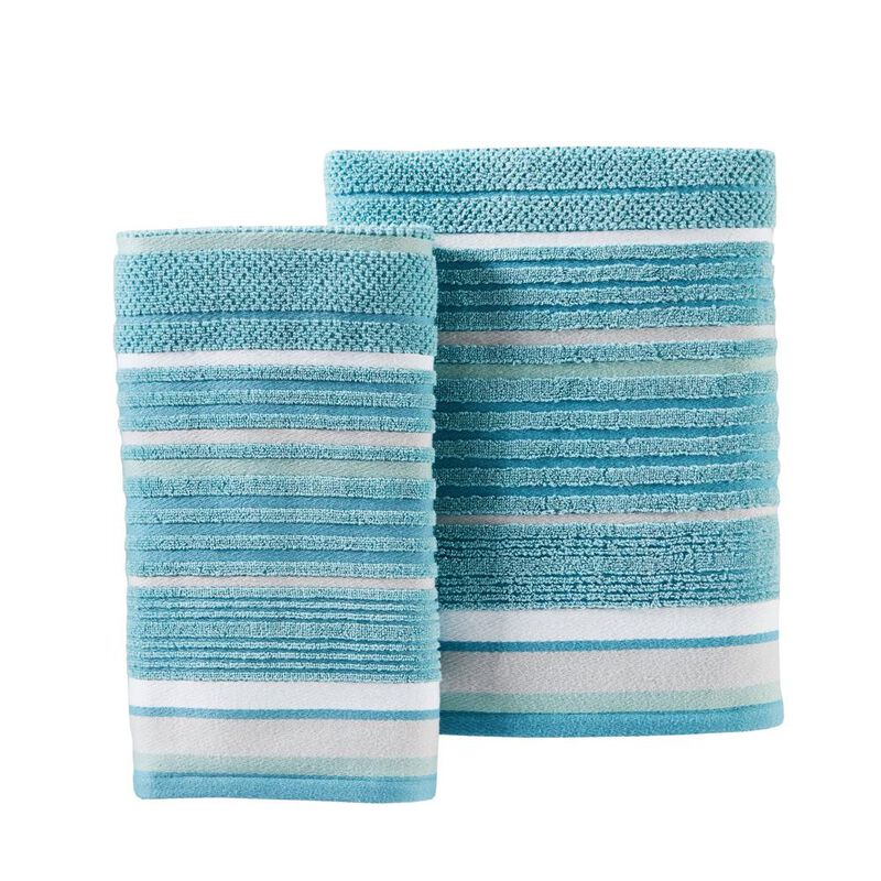 Saturday Knight Ltd Seabrook Stripe Textured And Sculpted Soft Bath Towel - 27x50", Teal