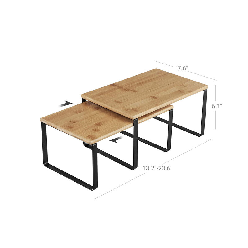 Set of 4 Stackable Cabinet Shelf Organizers - Metal and Particleboard Kitchen Counter Shelves, Expandable