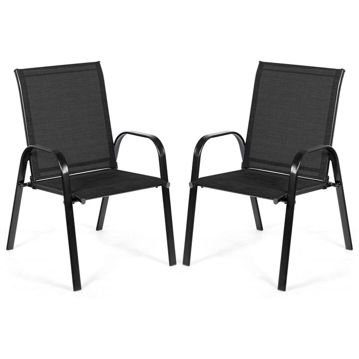 2 Pcs Patio Chairs Outdoor Dining Chair with Armrest