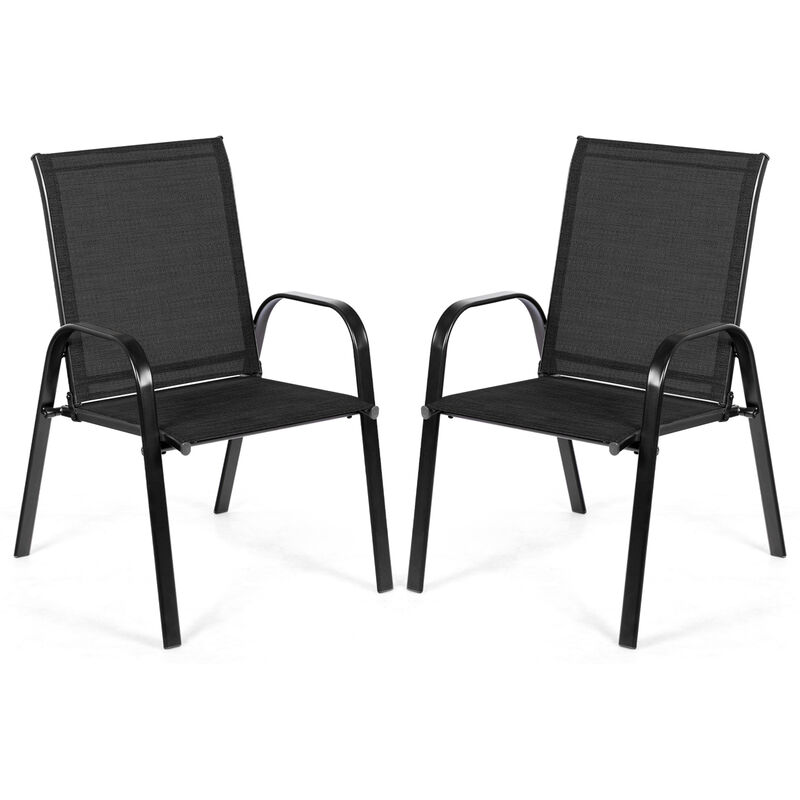 2 Pcs Patio Chairs Outdoor Dining Chair with Armrest