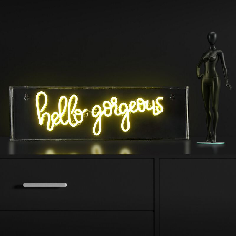 Hello Gorgerous 20" Contemporary Glam Acrylic Box USB Operated LED Neon Light