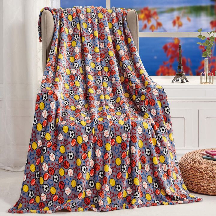 Plazatex Let's Play Micro plush Decorative All Season Multi Color 50" X 60" Throw Blanket