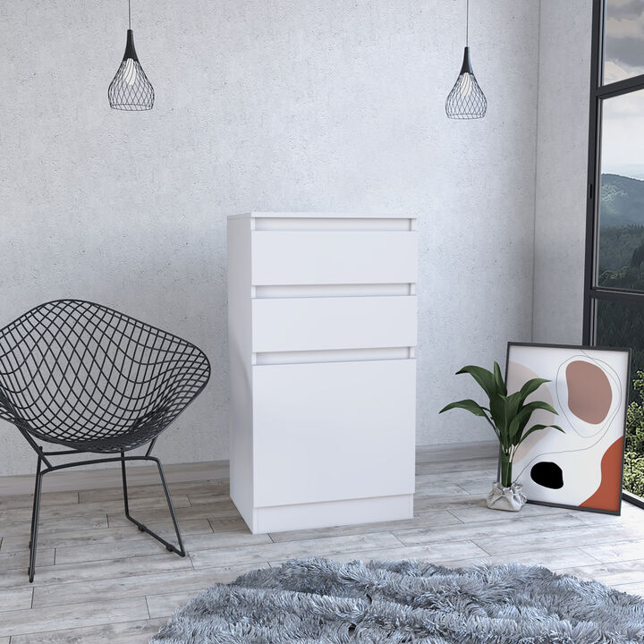 Kamelot Dresser With Jewelry Box, Single Door Cabinet, Mirror, Two Drawers - White