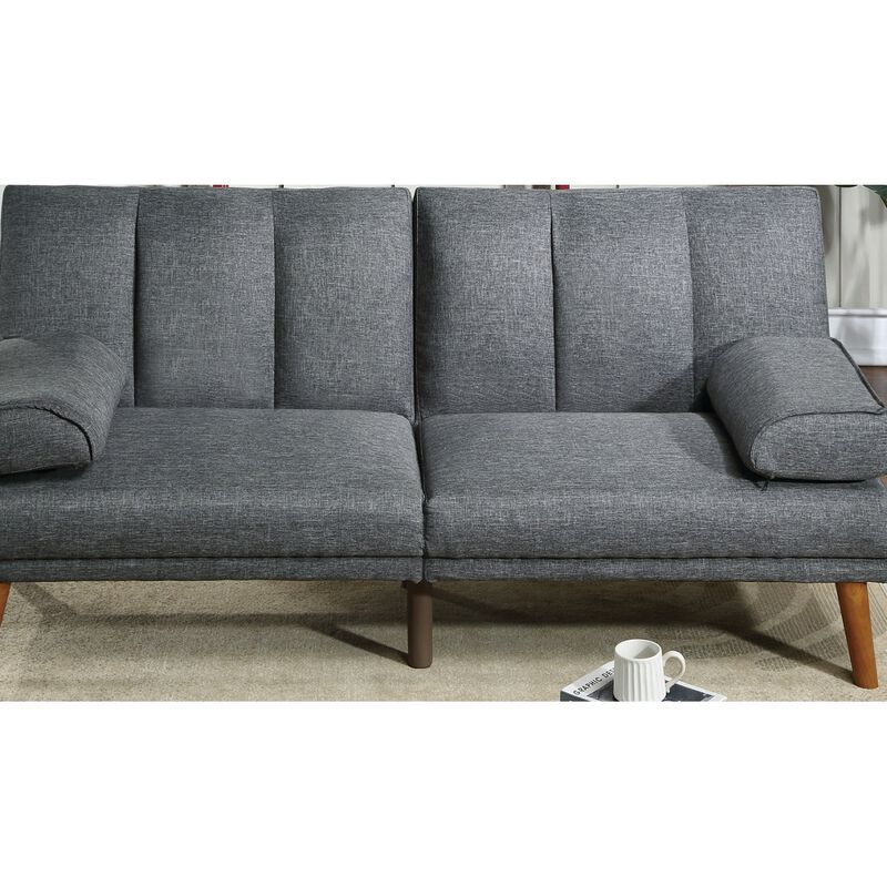 Blue Grey Polyfiber Sectional Sofa Set with Adjustable Chaise