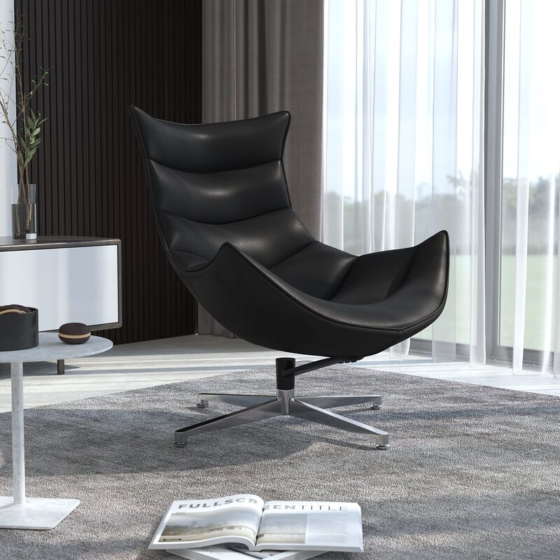 Flash Furniture Pasithea Black LeatherSoft Swivel Cocoon Chair
