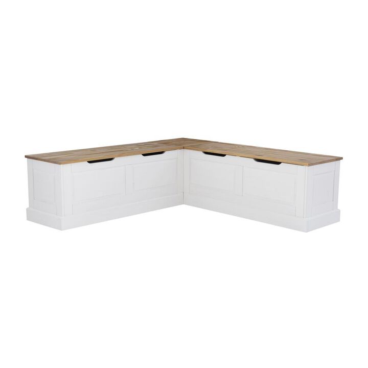 Linon Tobin Backless Two Tone Breakfast Nook, Natural And White