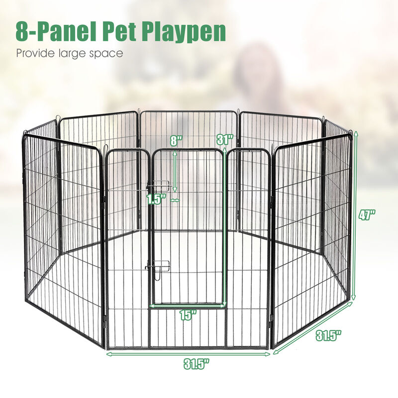 8-Panel Heavy Duty Pet Playpen Dog Fence with Door for Outdoor and Indoor Use
