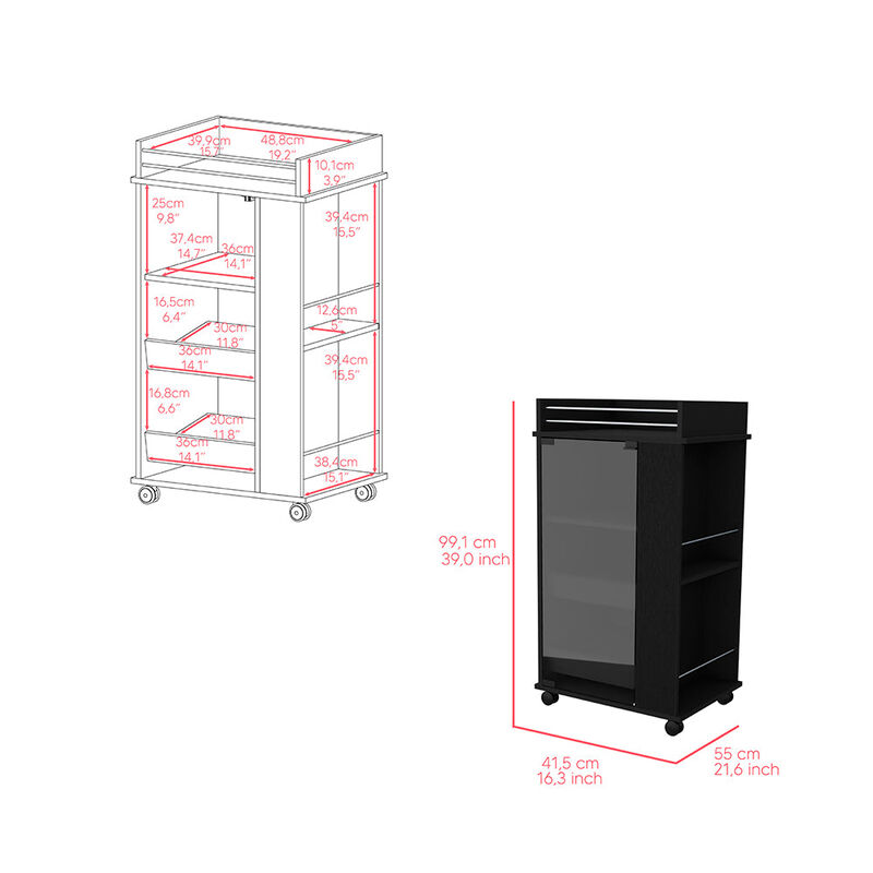 Bar Cart Beaver, Living Room, Black