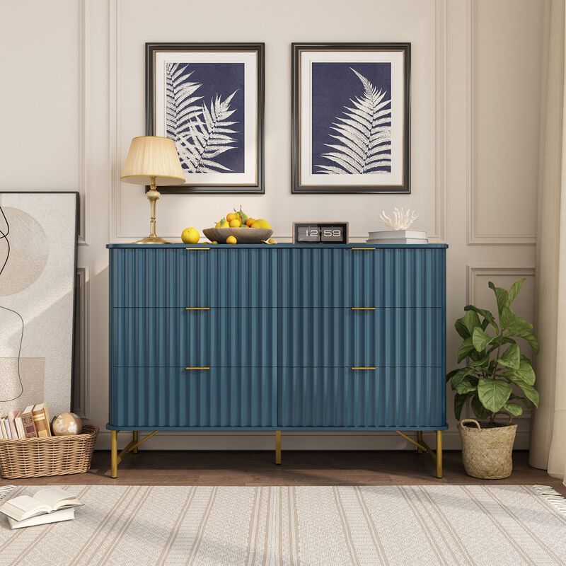 6-Drawer Dresser Chest with Metal Base