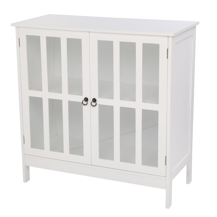 Transparent Double Door Side Cabinet Modern Storage for Living Room, Bedroom, or Office