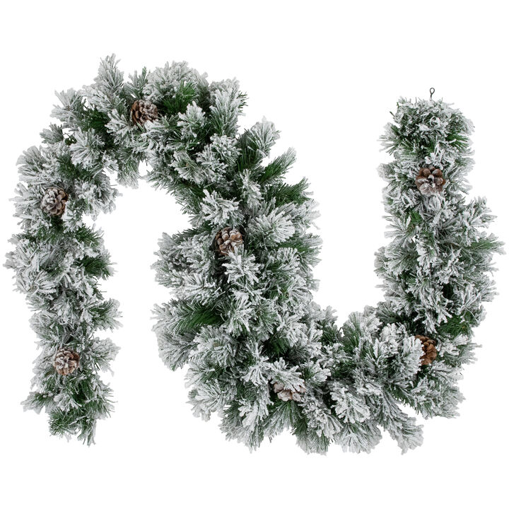 6.75' x 12" Flocked Angel Pine and Pine Cones Artificial Christmas Garland - Unlit
